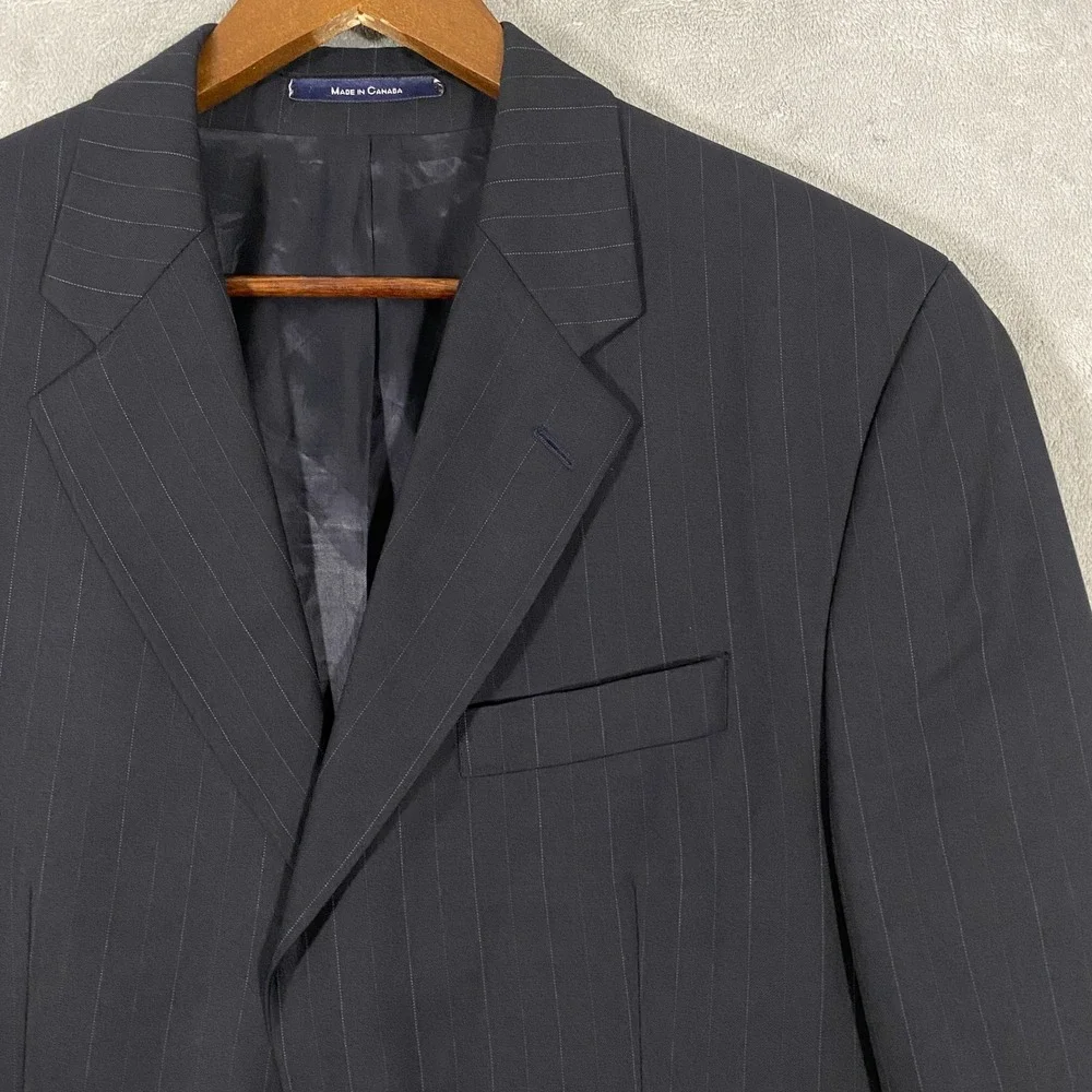 Chaps Ralph Lauren Blazer Mens 40S Navy Blue Pinstripe Wool‎ Cashmere 2-Button